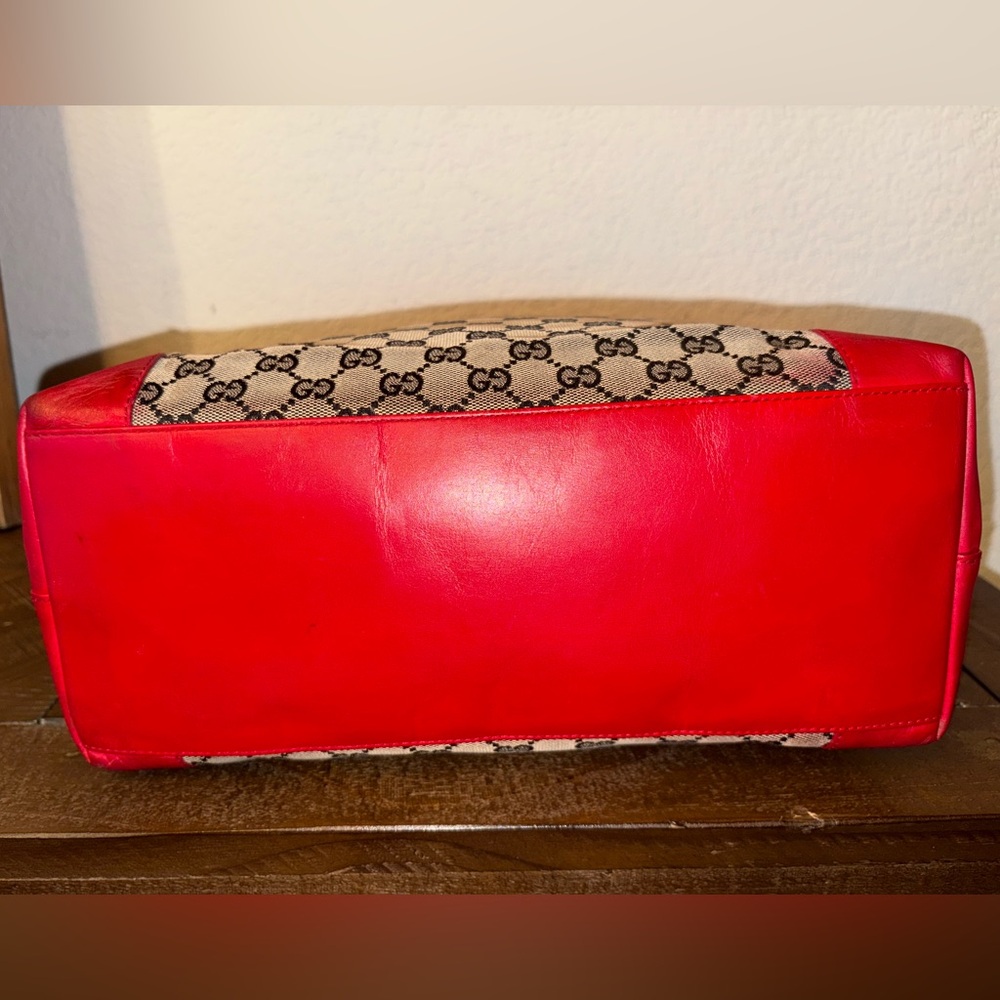 Gucci Red and Brown Monogram Tote Bag - Picture 8 of 16